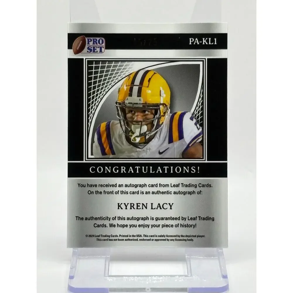 2024 Leaf Pro Set Metal Kyren Lacy Prismatic Silver Auto /25 SP LSU Tigers RIP